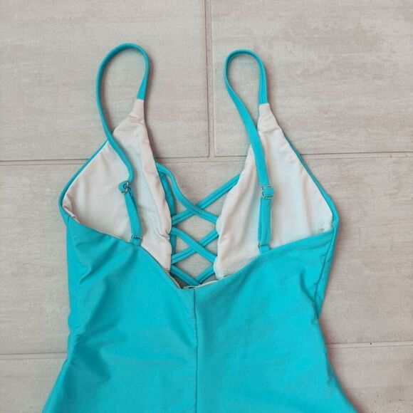 Dippin' Daisy's Bliss One Piece Bathing Suit Crisscross Style Plunging Neckline - Picture 3 of 7